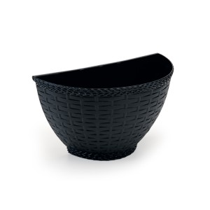IN524-VASO DE PAREDE RATTAN PRETO -INJEPLASTEC