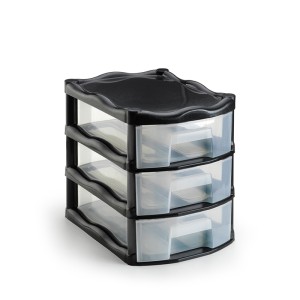 IN802-GAVETEIRO RETANG 3 GAV PRETO-INJEPLASTEC