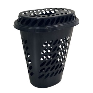 25649-CESTO OVAL ELEGANCE PRETO C/ TP-ARQPLAST