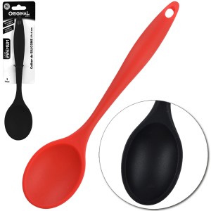 SL0610-COLHER SILICONE PRETO/VERMELHO- CP