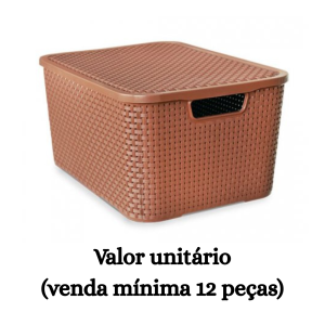 #ATACADO-VALOR UNITÁRIO P/12 PÇS-ORGANIZADOR RATTAN 20LTS MARROM- ARQPLAST