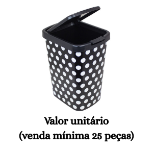 #ATACADO-VALOR UNITÁRIO P/25 PÇS-LIX 9LTS CLICK POA PRETA(TPA)- ARQPLAST
