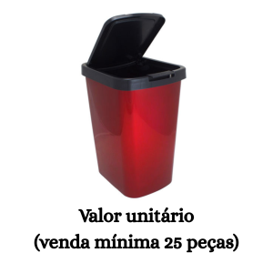 #ATACADO-VALOR UNITÁRIO P/25 PÇS-LIX 9LTS CLICK METAL VERMELHO(TPA)- ARQPLAST