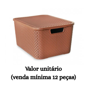 #ATACADO-VALOR UNITÁRIO P/12PÇS- ORGANIZADOR RATTAN TPA 15LTS MARROM- ARQPLAST