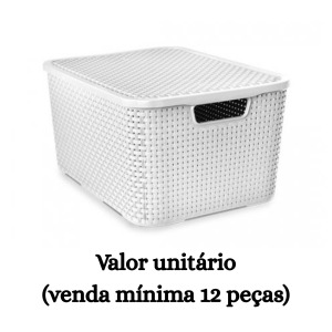 #ATACADO-VALOR UNITÁRIO P/12PÇS-ORGANIZADOR RATTAN TPA 15LTS BRANCO- ARQPLAST