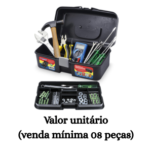#ATACADO-VALOR UNITÁRIO P/8 PÇS-MALETA DE FERRAMENTAS PRETA COM BANDEJA-ARQPLAST