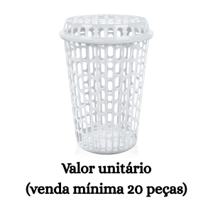 #ATACADO-VALOR UNITÁRIO P/20 PÇS-CESTO TELADO 60LTS BRANCO COM TP (TPA)- ARQPLAST