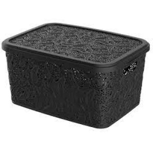 UNI0612-CESTO ORG 17LTS R FLORAL PRETO-UNINJET