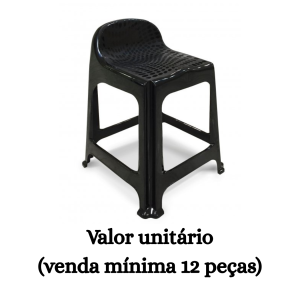 #ATACADO-VALOR UNITÁRIO P/12 PÇS-BANQUETA C/ ENCOSTO PRETA- ARQPLAST