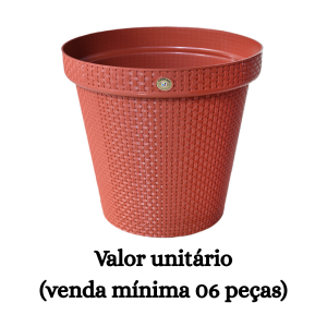 #ATACADO-VALOR UNITÁRIO P/6 PÇS-VASO RED RATTAN TERRA 36LTS- ARQPLAST