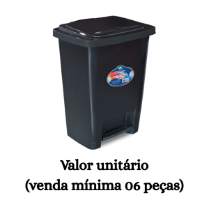 #ATACADO-VALOR UNITÁRIO P/6 PÇS-LIX PEDAL 35L PISA ABRE PRETA- ARQPLAST