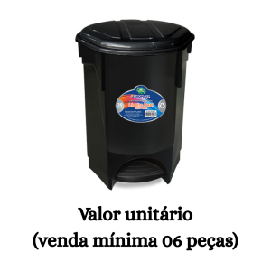 #ATACADO-VALOR UNITÁRIO P/6 PÇS-LIX OVAL PEDAL 30L PRETA- ARQPLAST