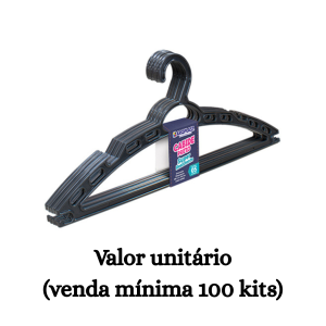 #ATACADO-VALOR UNITÁRIO P/100 PÇS-CABIDE PRETO 05 PÇS DISPLAY-ARQPLAST