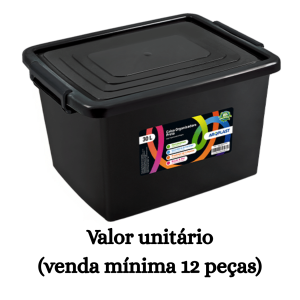 #ATACADO-VALOR UNITÁRIO P/12 PÇS-CAIXA ORG PRETA 30L-ARQPLAST