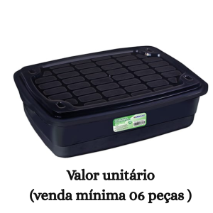#ATACADO-VALOR UNITÁRIO P/6 PÇS-CONTAINER ORG 10 LTS PRETO- ARQPLAST